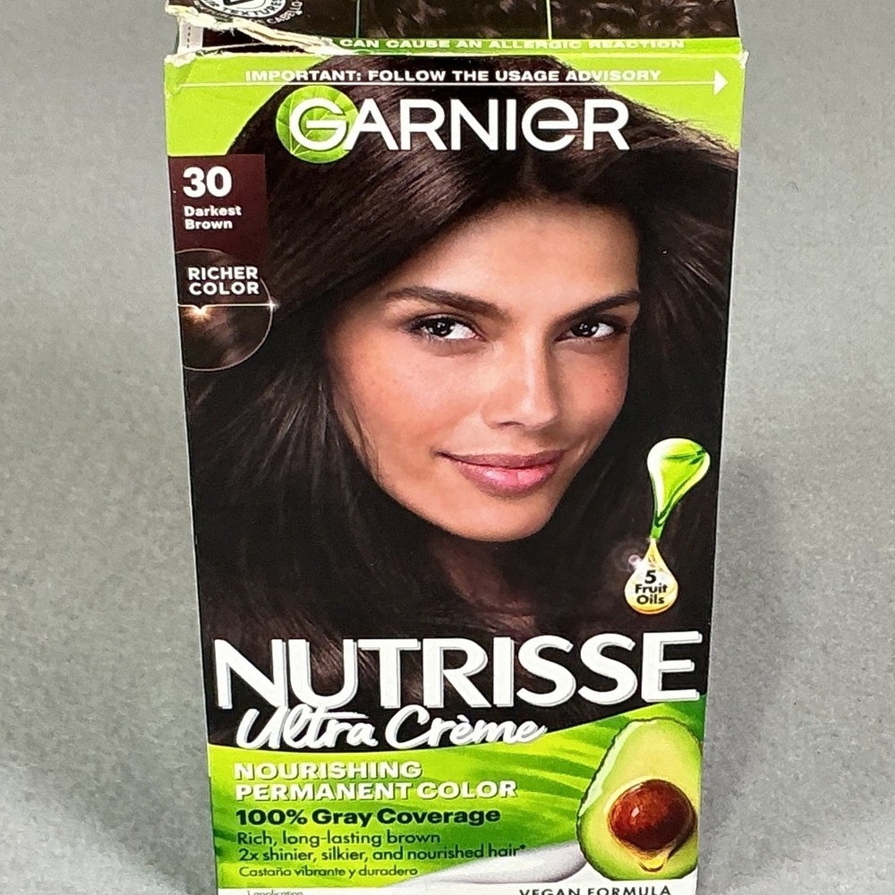 Garnier Nutrisse Ultra Creme 30 Darkest Brown Permanent Hair Color Gray Coverage